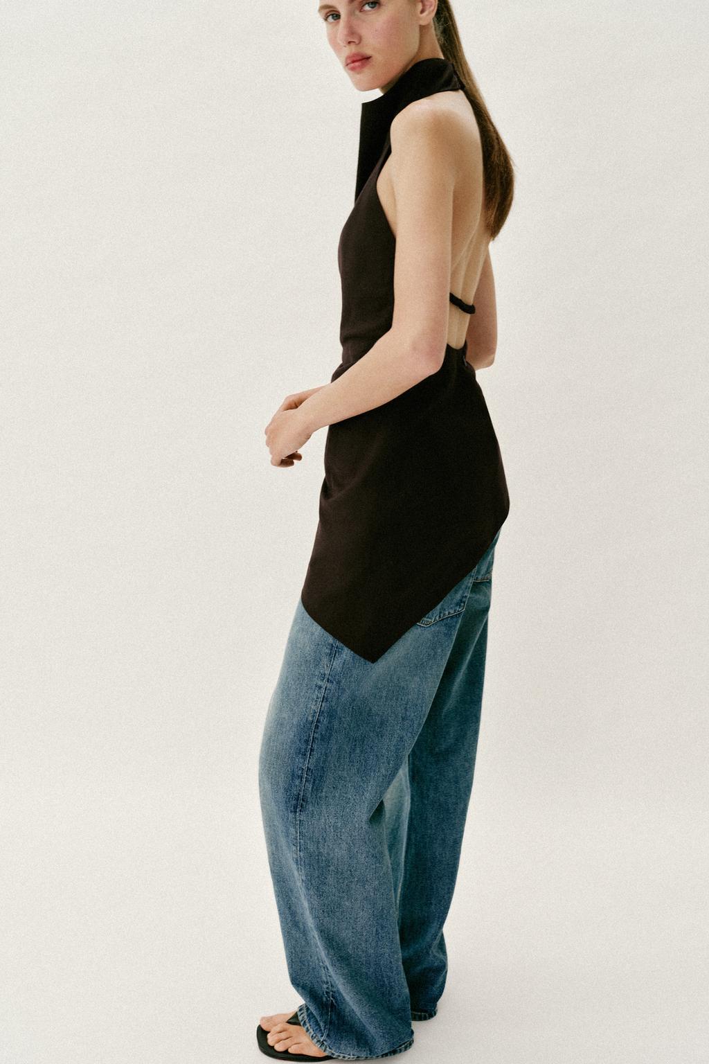 Льняной топ с горловиной халтер