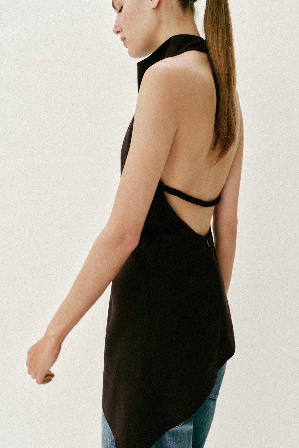 Льняной топ с горловиной халтер