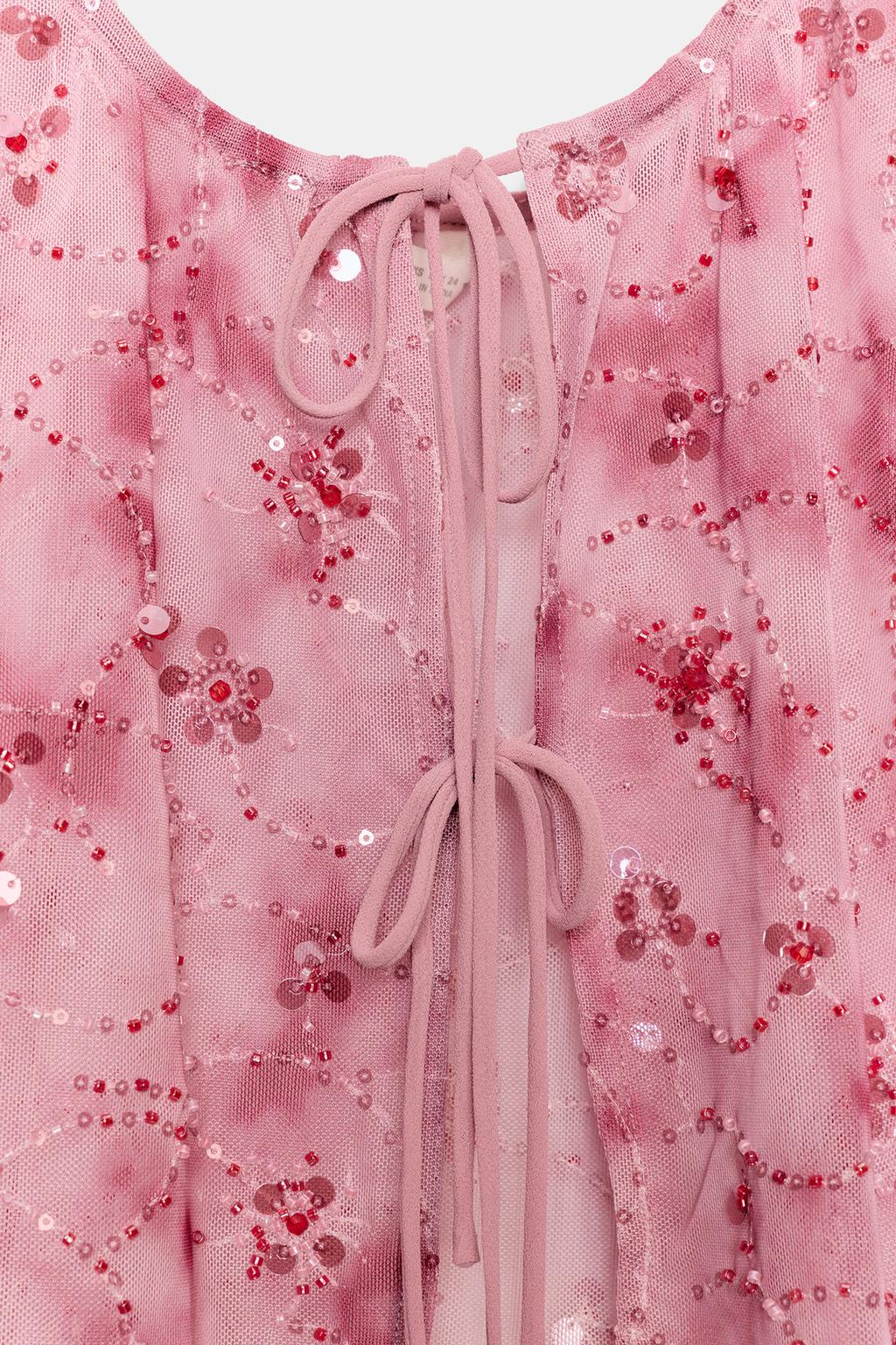 ТОП ИЗ ТЮЛЯ С ПАЙЕТКАМИ И БАНТАМИ