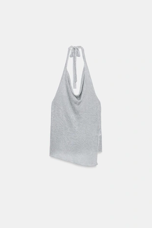 Топ халтер с блестящей нитью- Заказать в России