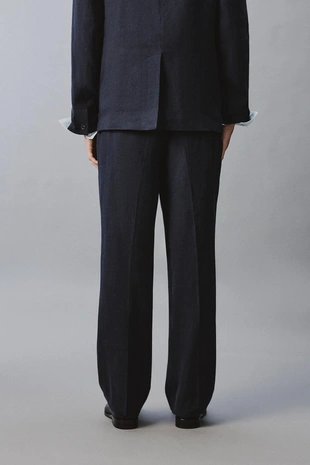 Брюки из льна и хлопка с защипами- Заказать в России