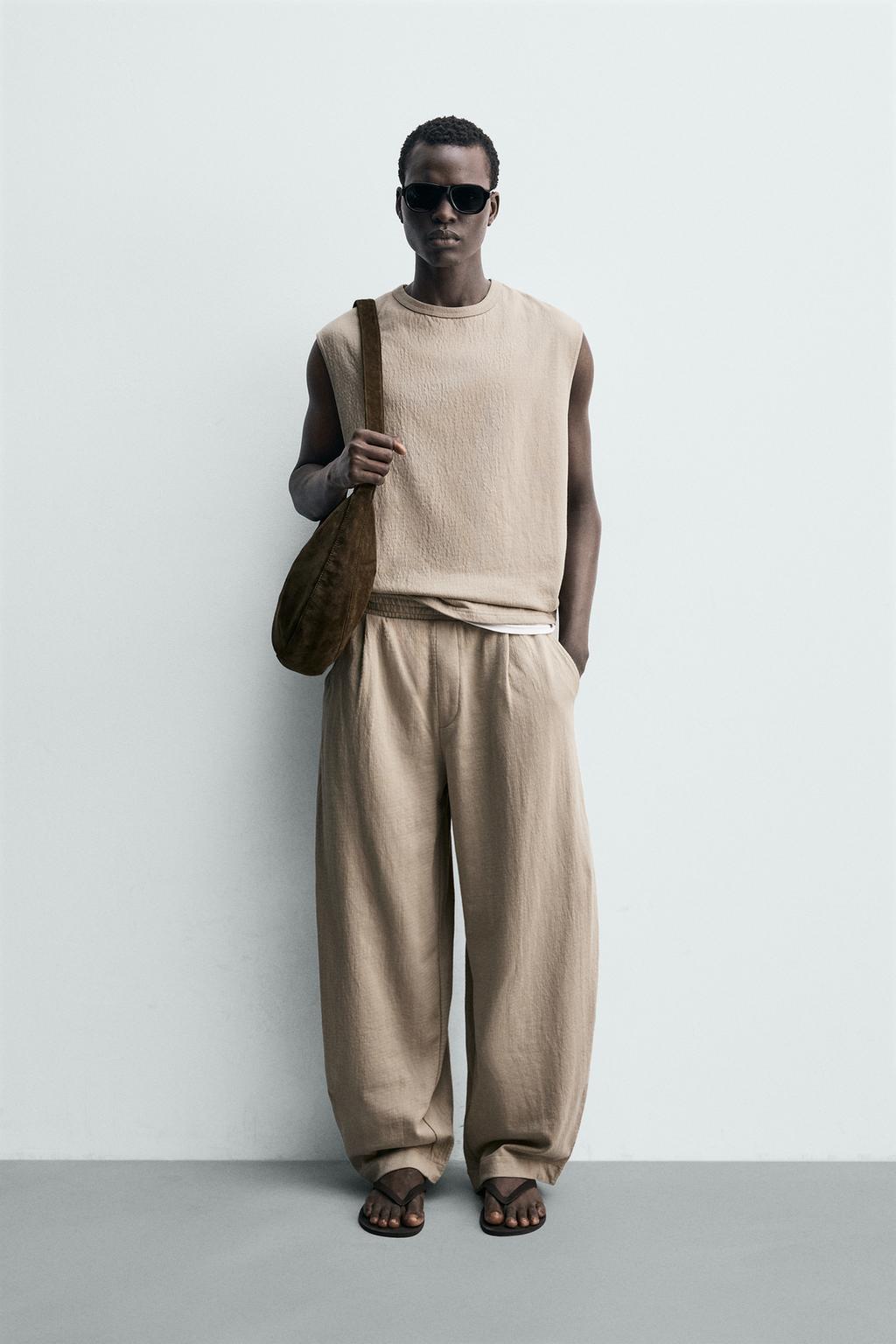 БРЮКИ-ДЖОГГЕРЫ BALLOON FIT ИЗ ТЕКСТУРИРОВАННОЙ ТКАНИ