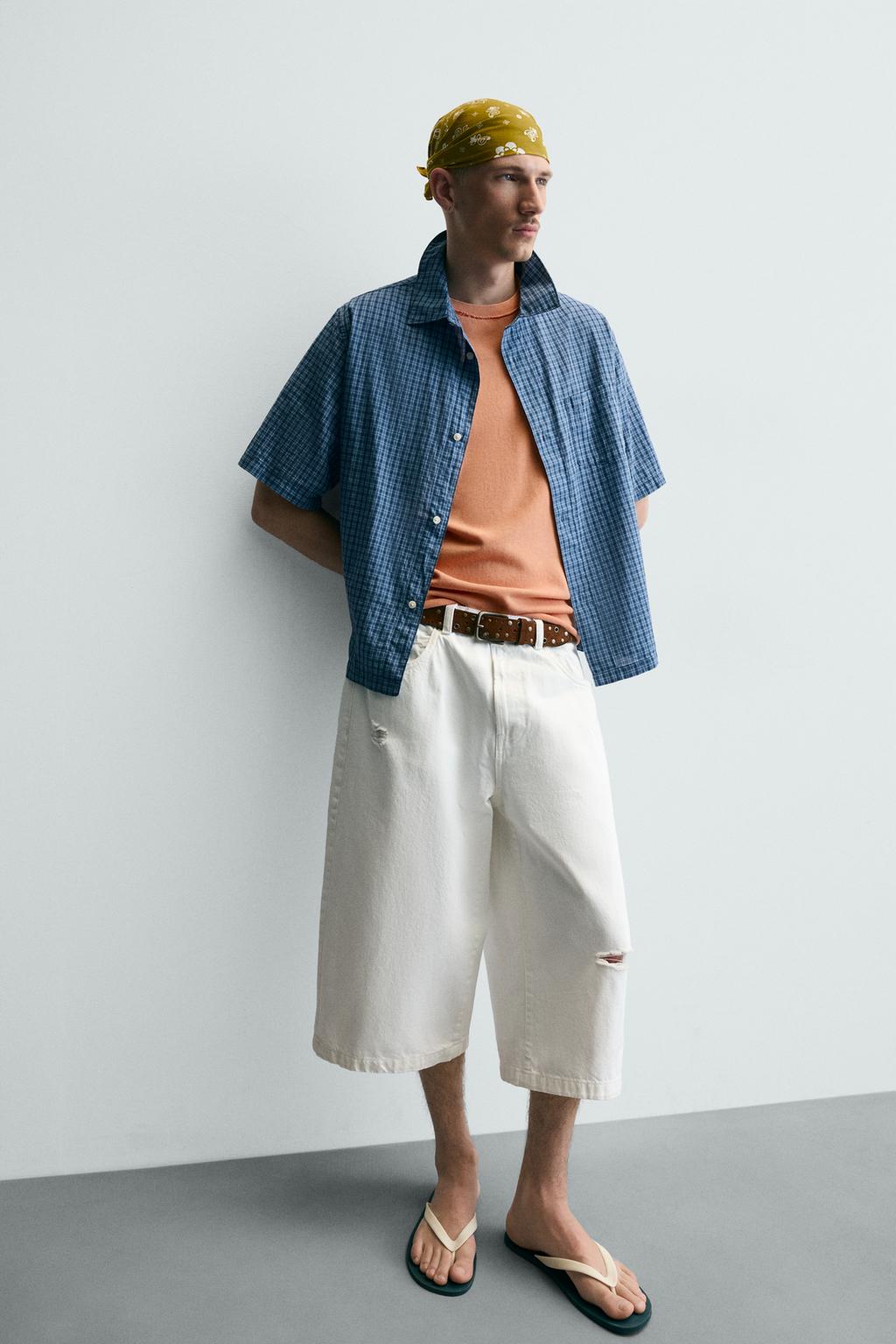 ДЖОРТС ИЗ ДЕНИМА RELAXED FIT С РАЗРЕЗАМИ