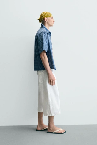 Джортс из денима Relaxed Fit с разрезами- Заказать в России