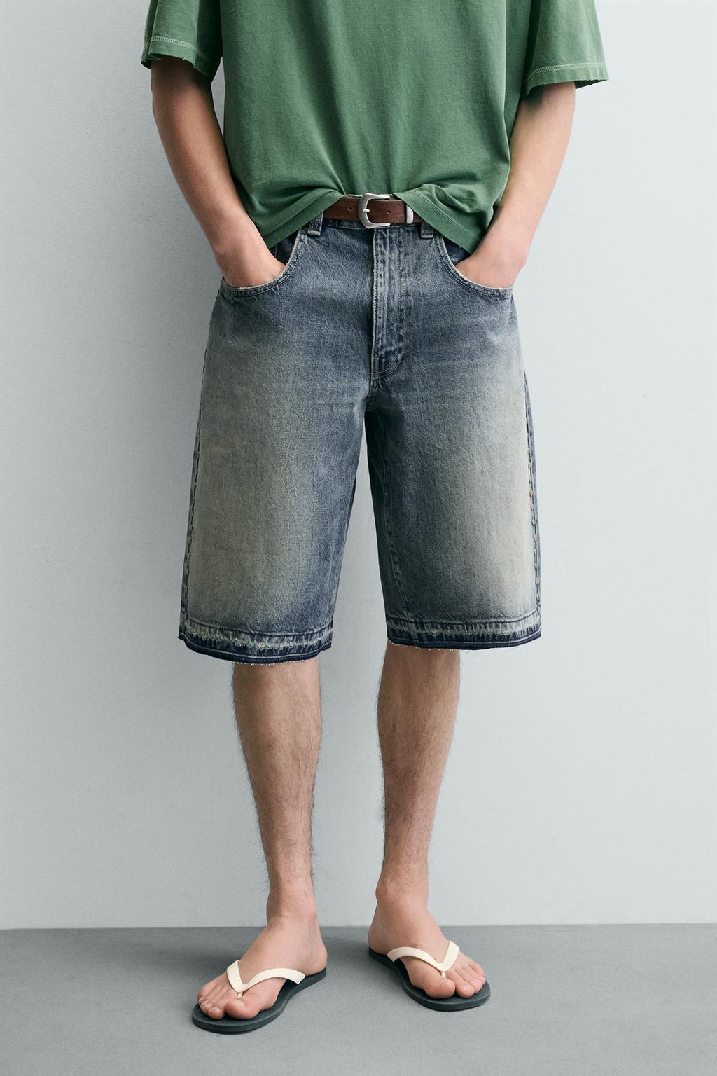 ДЖИНСОВЫЕ ШОРТЫ BAGGY FIT С МЕТАЛЛИЧЕСКИМИ ЗАКЛЕПКАМИ