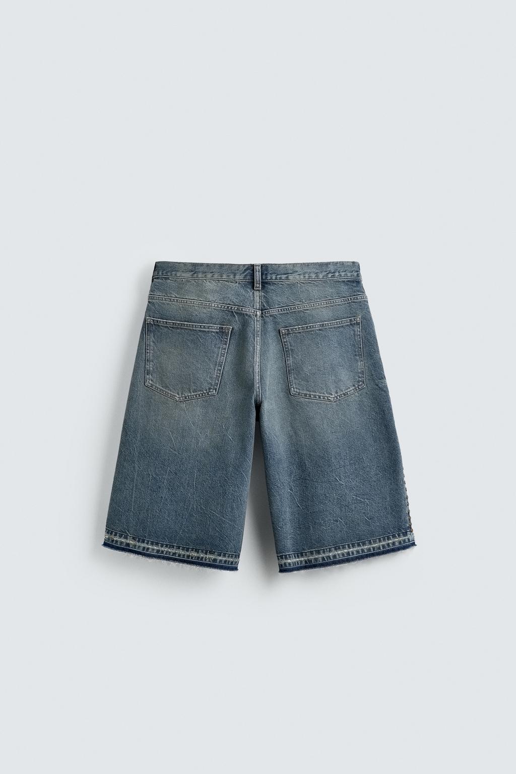 ДЖИНСОВЫЕ ШОРТЫ BAGGY FIT С МЕТАЛЛИЧЕСКИМИ ЗАКЛЕПКАМИ