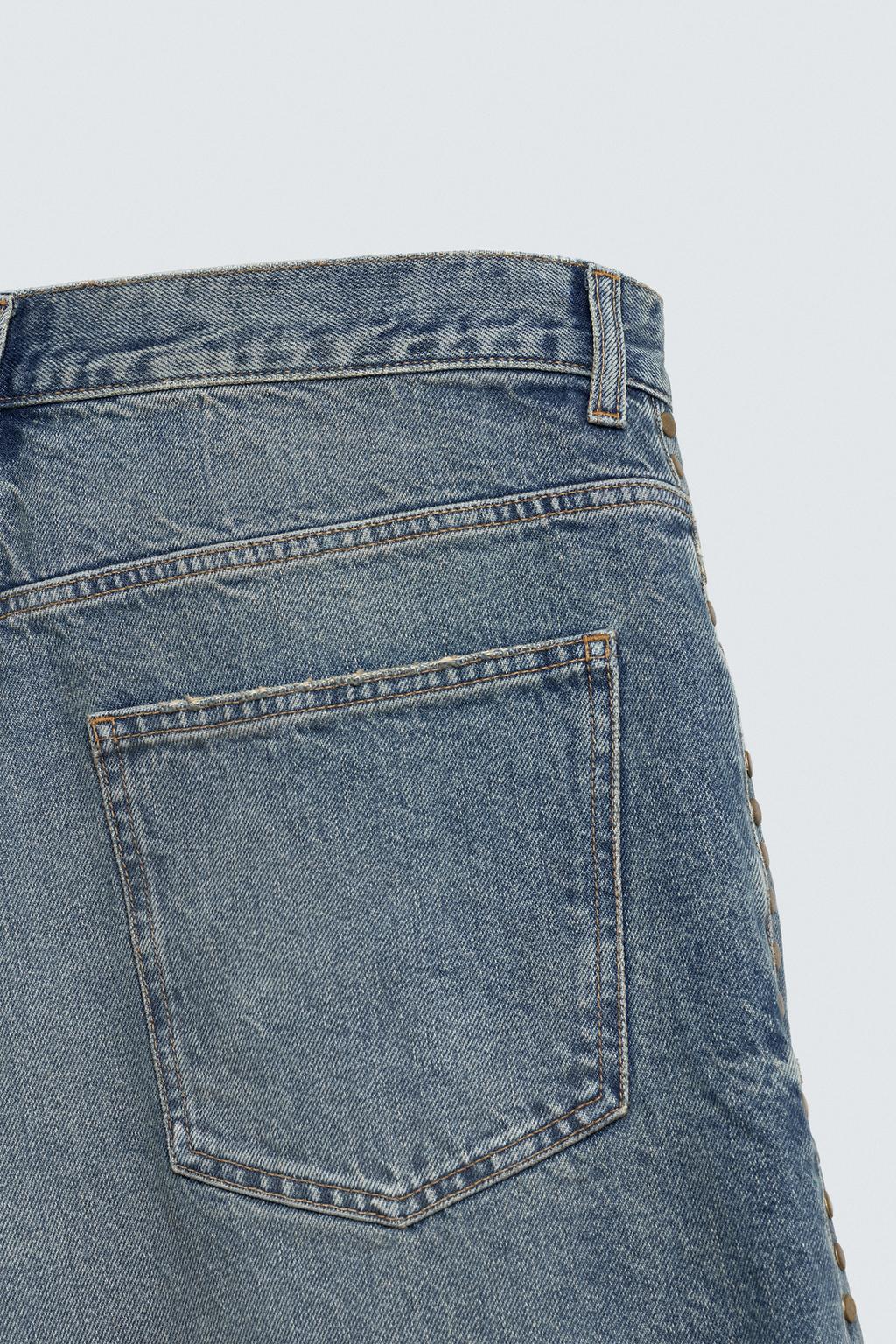 ДЖИНСОВЫЕ ШОРТЫ BAGGY FIT С МЕТАЛЛИЧЕСКИМИ ЗАКЛЕПКАМИ