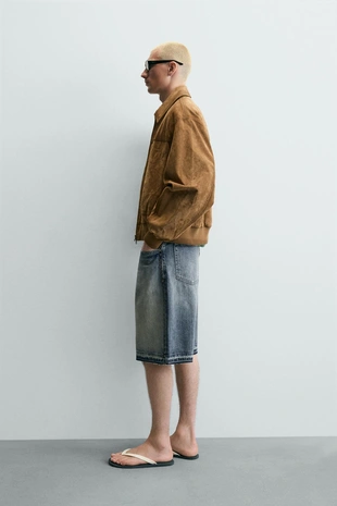 Джинсовые шорты Baggy Fit с металлическими заклепками- Заказать в России