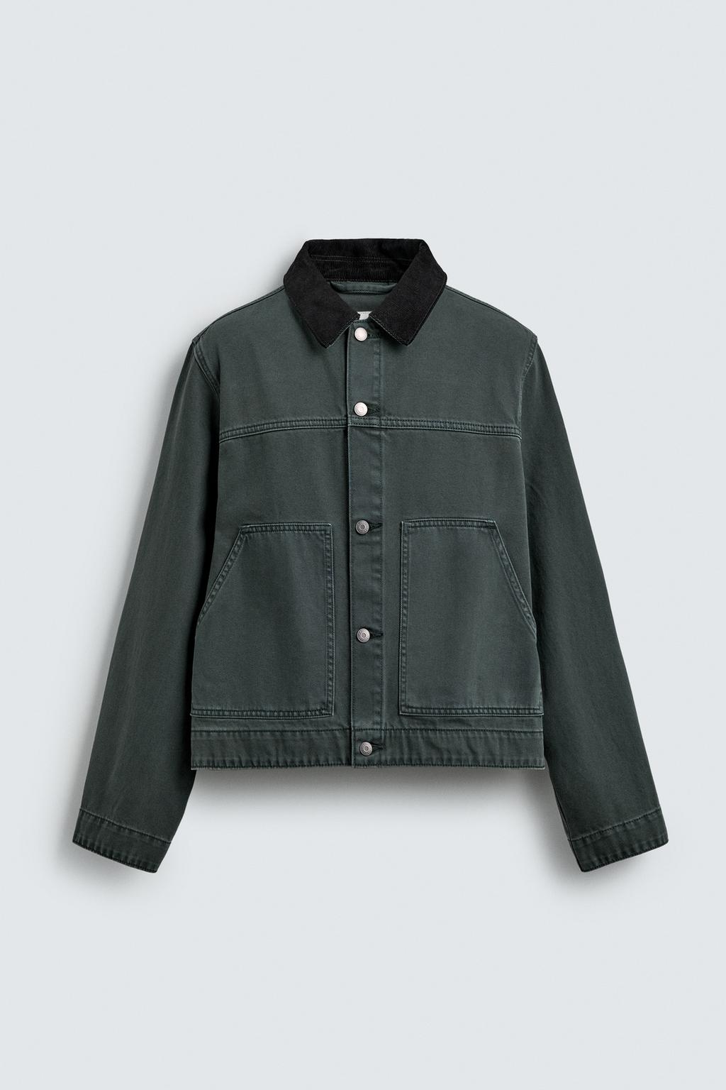 КУРТКА С ЭФФЕКТОМ ПОТЕРТОСТИ И КОМБИНИРОВАННЫМ ВОРОТНИКОМ