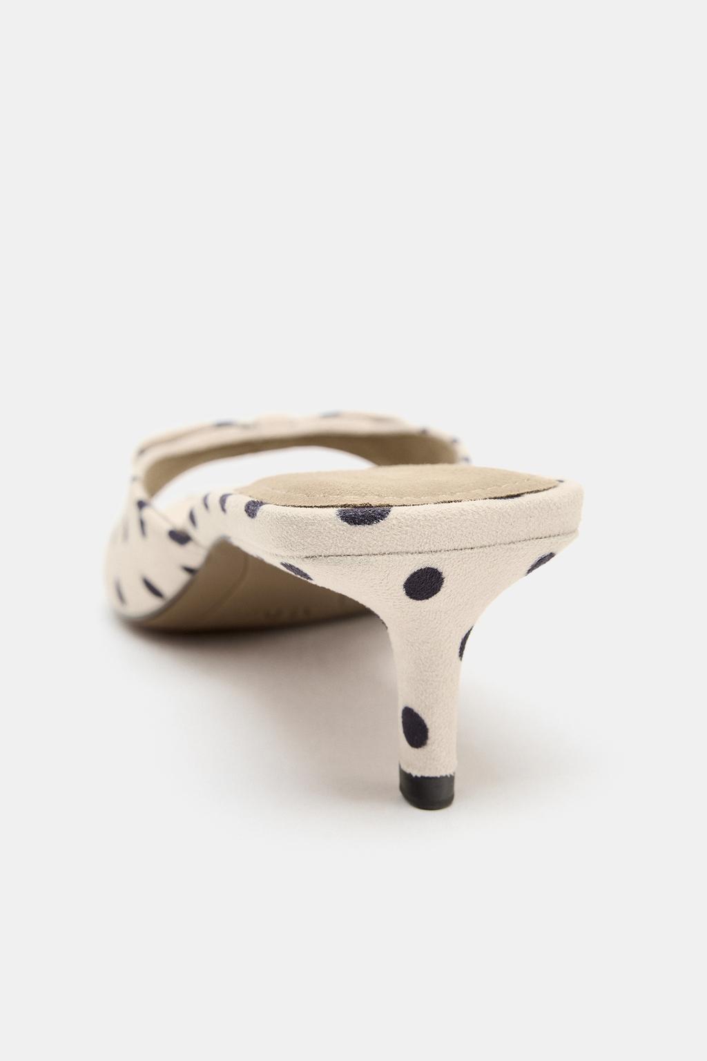 ТУФЛИ-МЮЛИ С БАНТОМ И УЗОРОМ В ГОРОШЕК