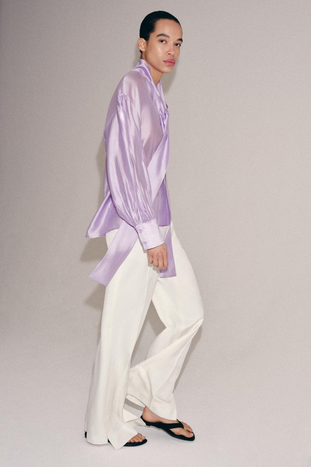 АТЛАСНАЯ РУБАШКА С ЗАВЯЗКАМИ — ZW COLLECTION