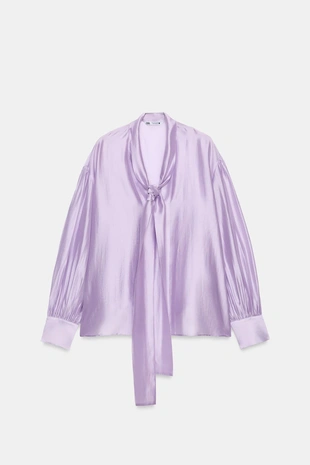 Атласная рубашка с завязками — Zw Collection- Заказать в России