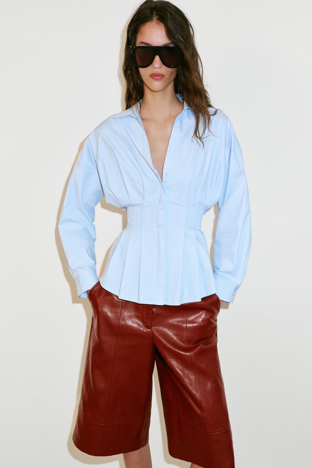 РУБАШКА ИЗ ПОПЛИНА СО СКЛАДКАМИ