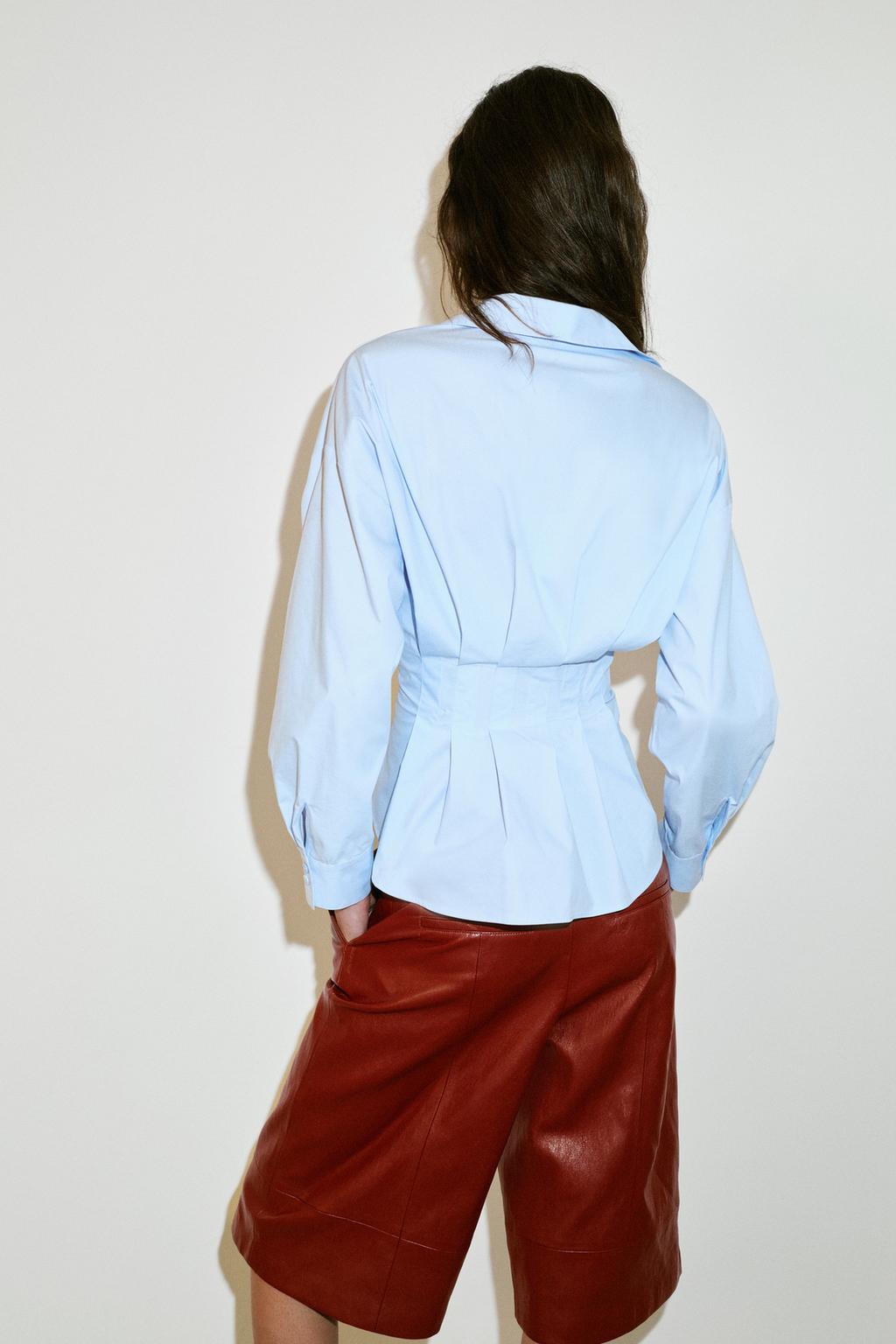 РУБАШКА ИЗ ПОПЛИНА СО СКЛАДКАМИ