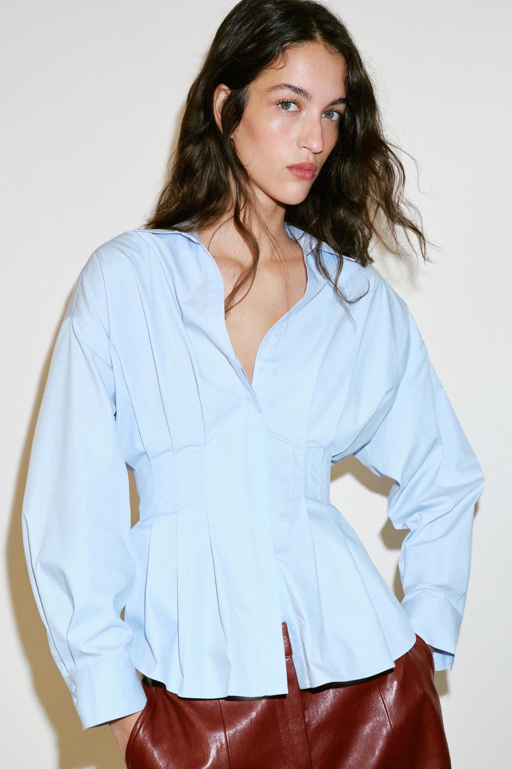 РУБАШКА ИЗ ПОПЛИНА СО СКЛАДКАМИ