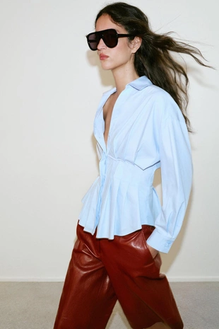 Рубашка из поплина со складками- Заказать в России