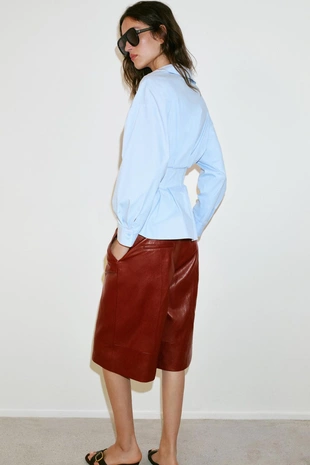 Рубашка из поплина со складками- Заказать в России