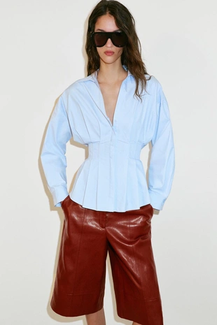 Рубашка из поплина со складками- Заказать в России