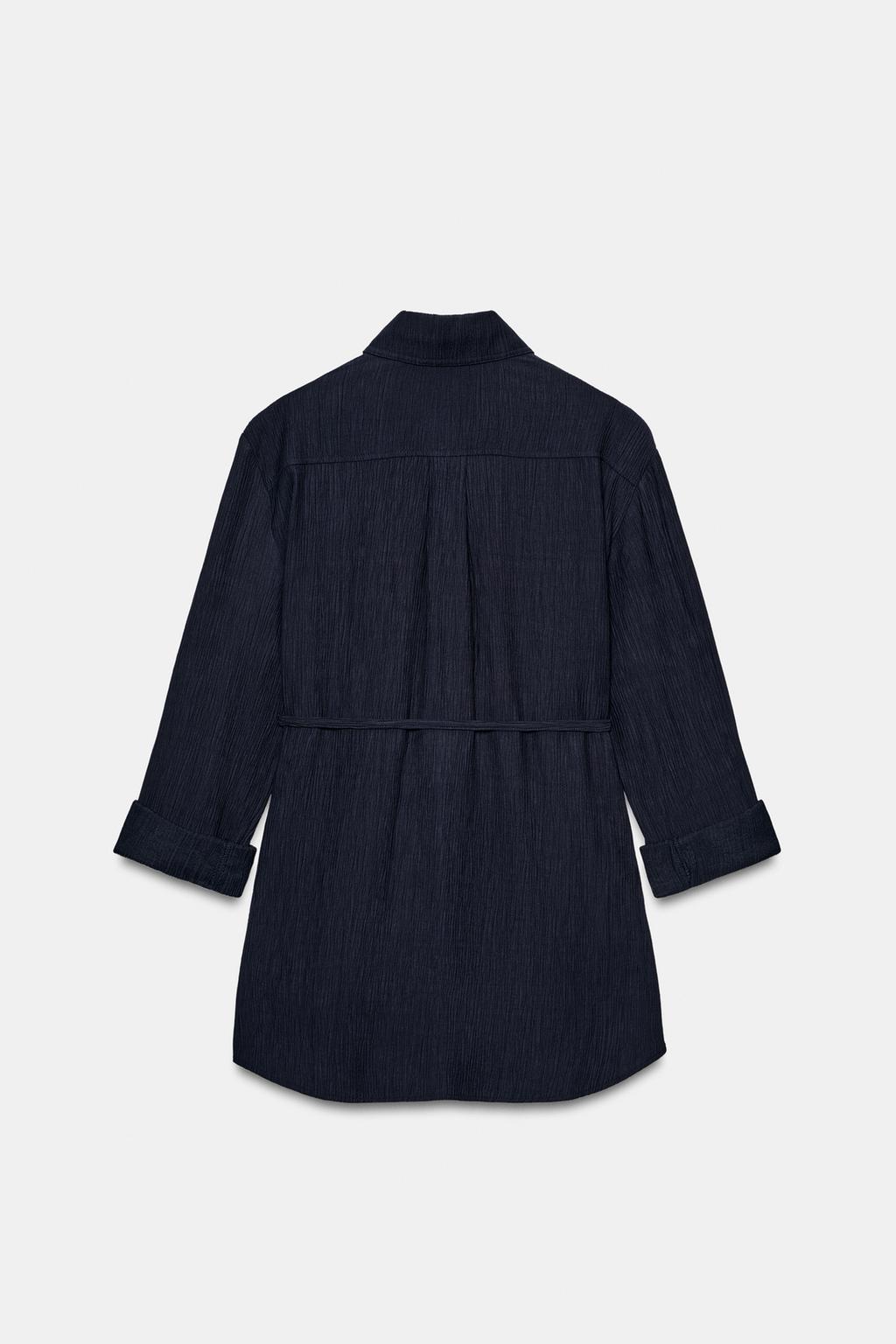 РУБАШКА-САФАРИ С ЭФФЕКТОМ ЖАТОЙ ТКАНИ И ПОЯСОМ