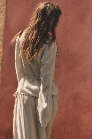 Рубашка-кимоно с запахом- Заказать в России