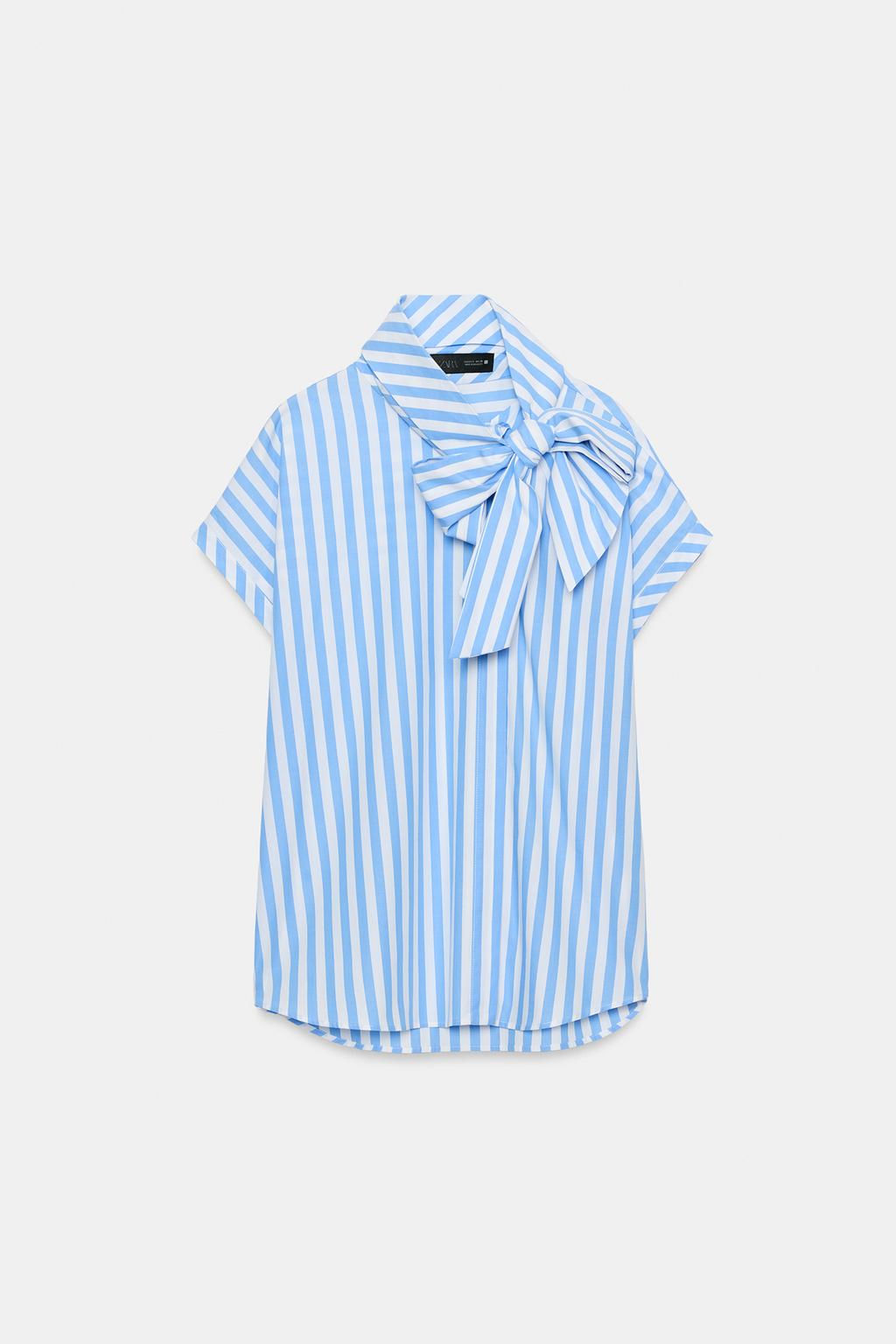РУБАШКА С ЗАВЯЗКАМИ В ПОЛОСКУ