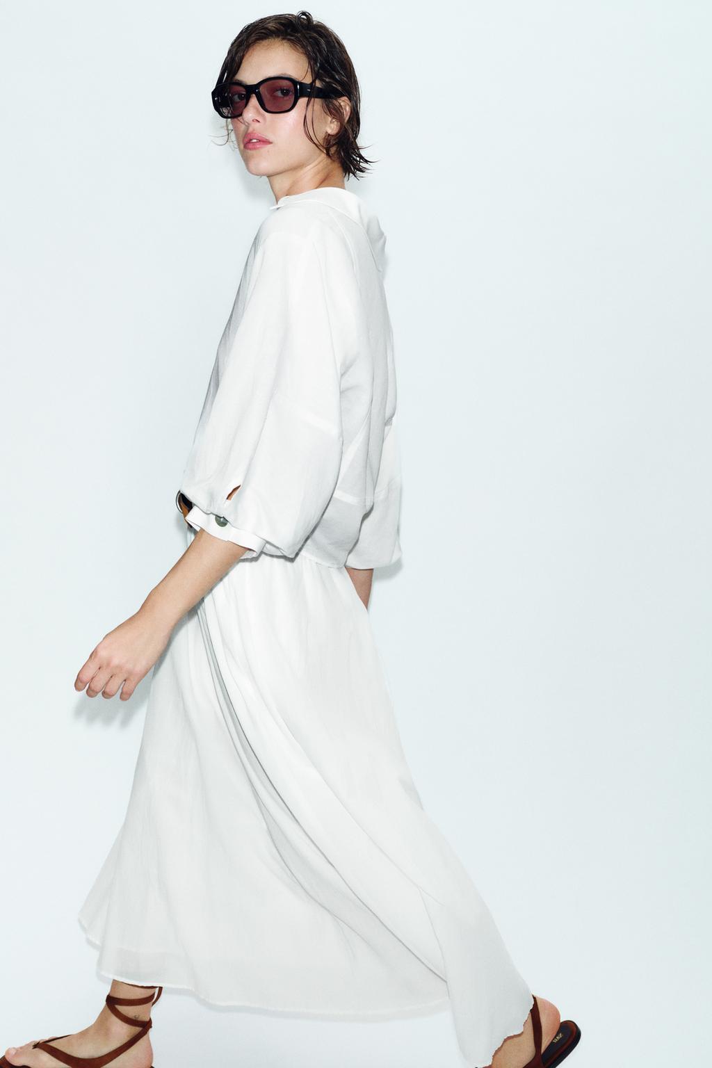 РУБАШКА ИЗ СМЕСОВОГО ЛЬНА С ОБЪЕМНЫМИ РУКАВАМИ