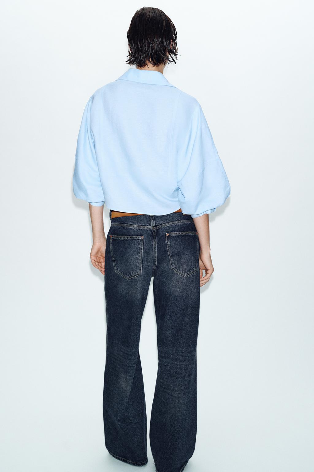 РУБАШКА ИЗ СМЕСОВОГО ЛЬНА С ОБЪЕМНЫМИ РУКАВАМИ