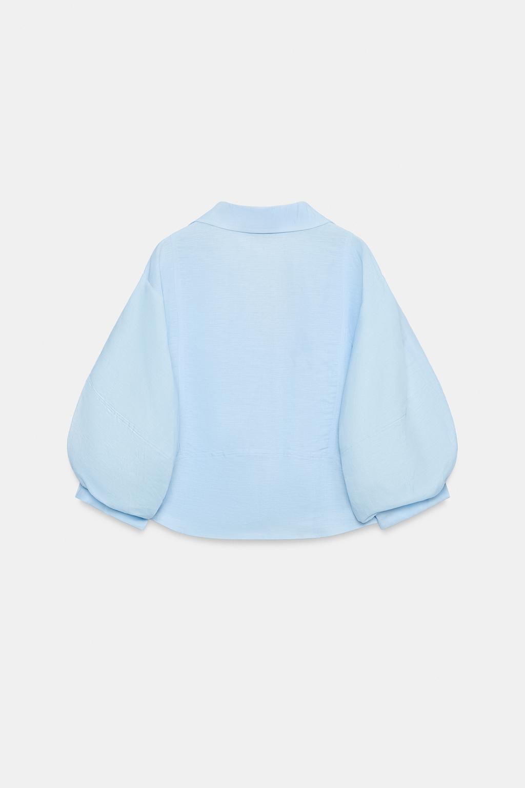 РУБАШКА ИЗ СМЕСОВОГО ЛЬНА С ОБЪЕМНЫМИ РУКАВАМИ