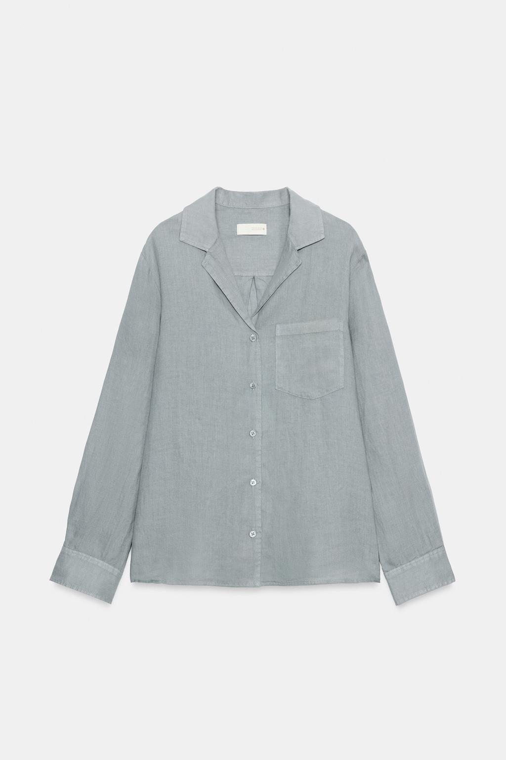 Льняная рубашка с карманом ZW COLLECTION