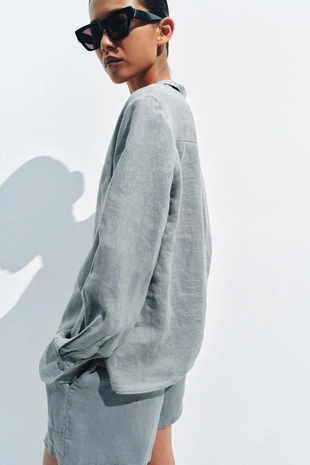 Льняная рубашка с карманом Zw Collection- Заказать в России