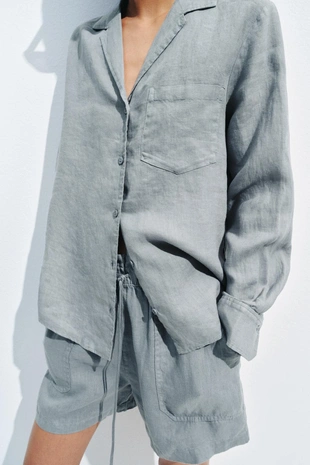 Льняная рубашка с карманом Zw Collection- Заказать в России