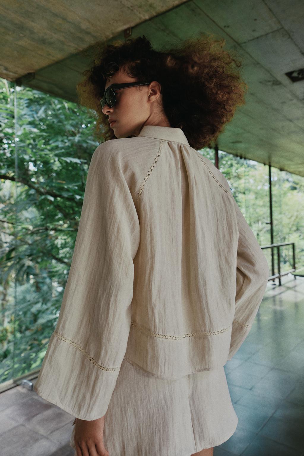 БЛУЗА ИЗ НАТУРАЛЬНОЙ ТКАНИ С КРУЖЕВОМ