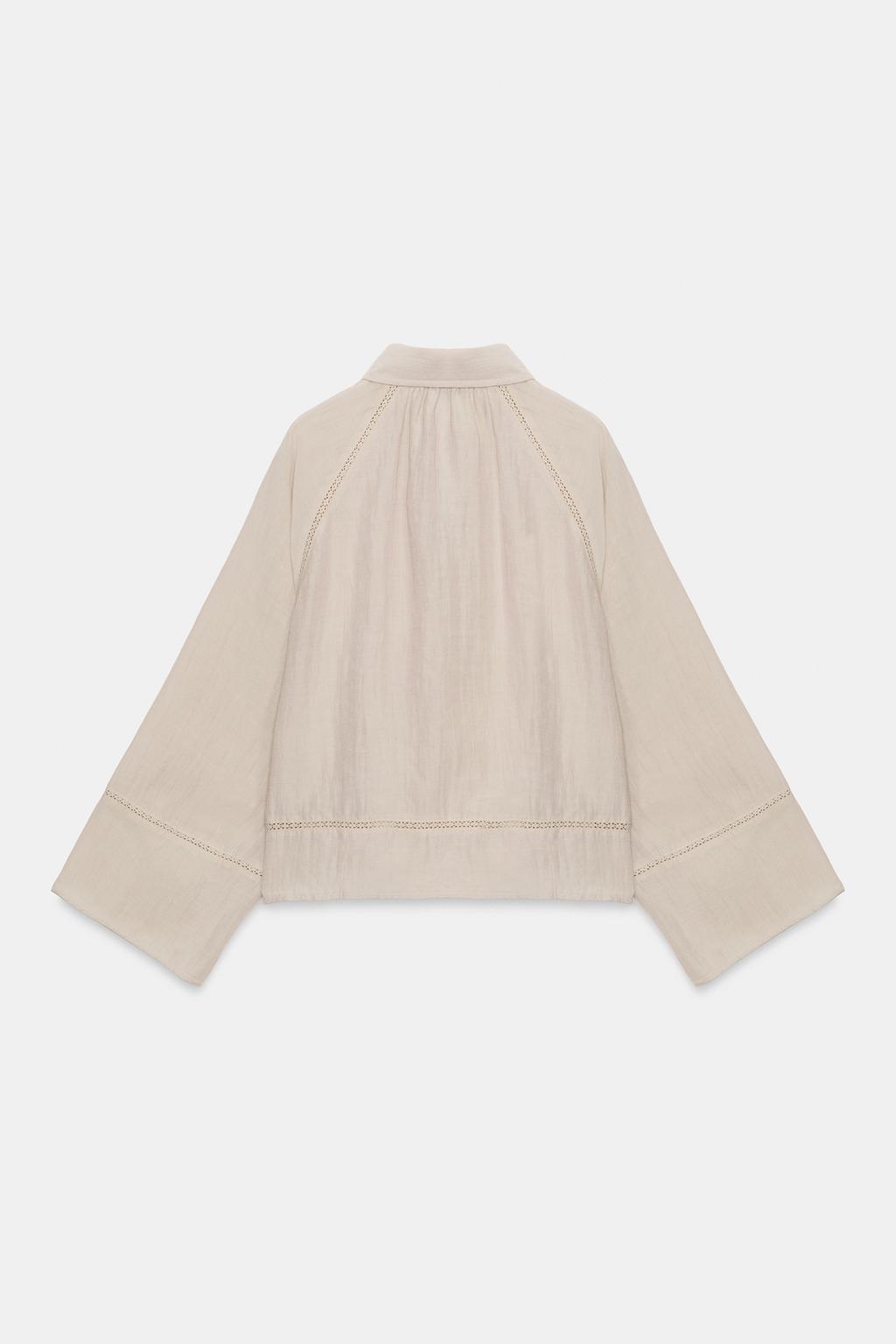 БЛУЗА ИЗ НАТУРАЛЬНОЙ ТКАНИ С КРУЖЕВОМ