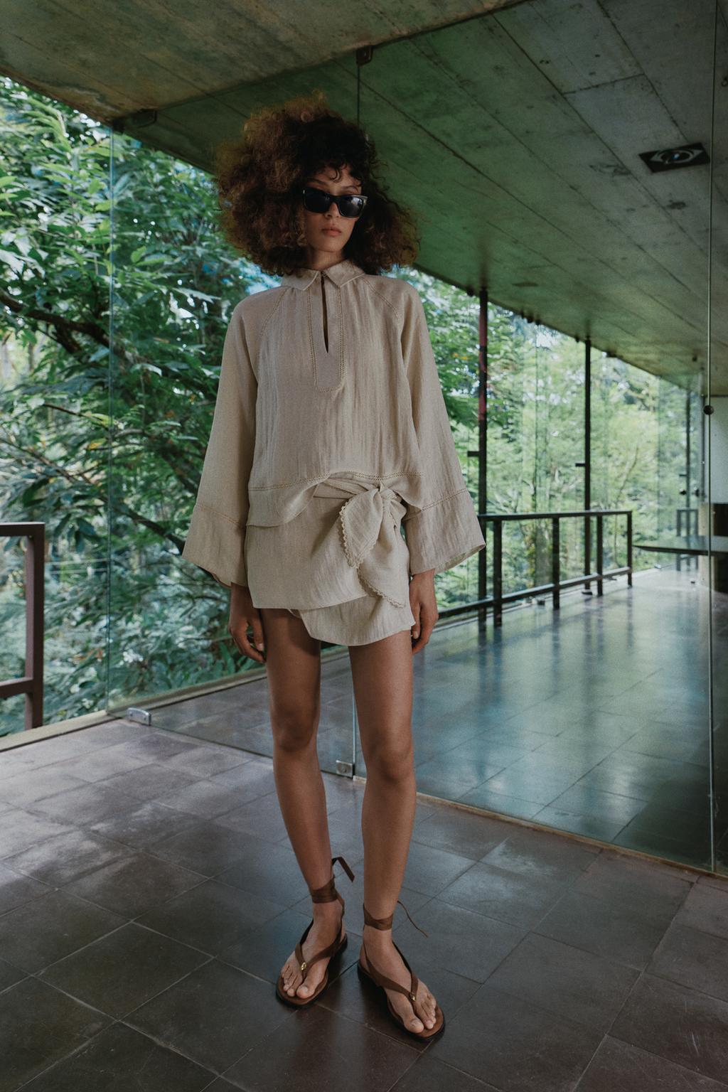 БЛУЗА ИЗ НАТУРАЛЬНОЙ ТКАНИ С КРУЖЕВОМ