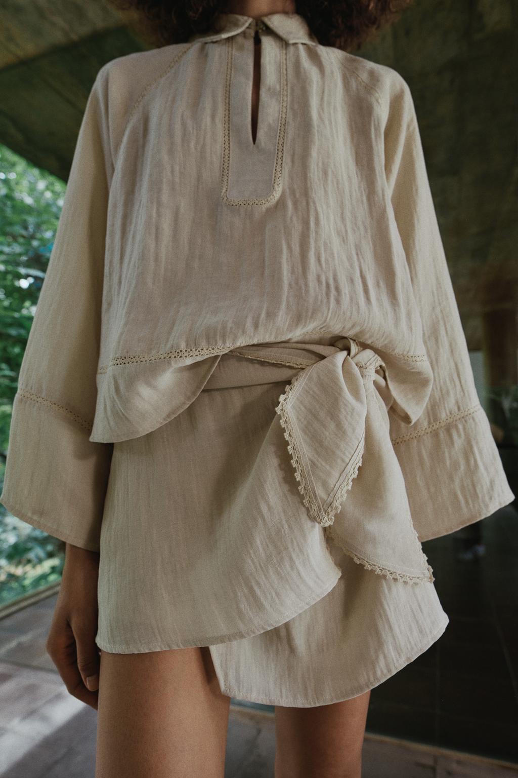 ЮБКА-ШОРТЫ С УЗЛОМ И КРУЖЕВОМ