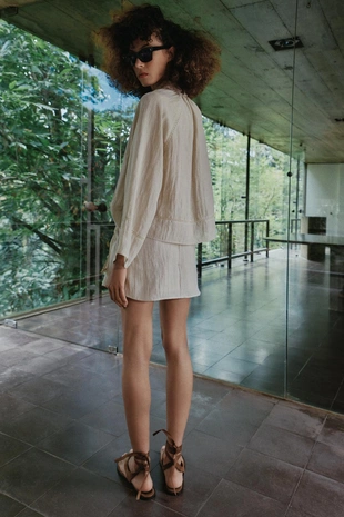 Юбка-шорты с узлом и кружевом- Заказать в России