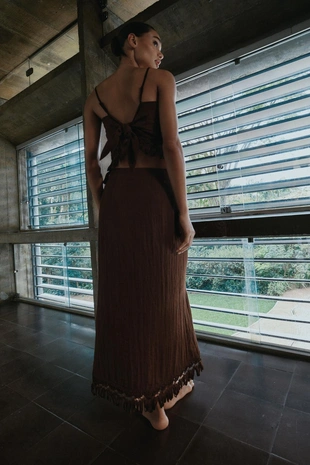 Юбка-парео миди с бахромой- Заказать в России