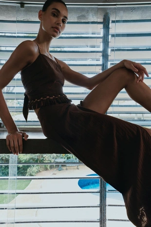 Юбка-парео миди с бахромой- Заказать в России