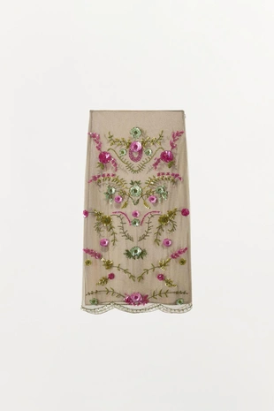 Юбка с блестящей нитью и бусинами- Заказать в России