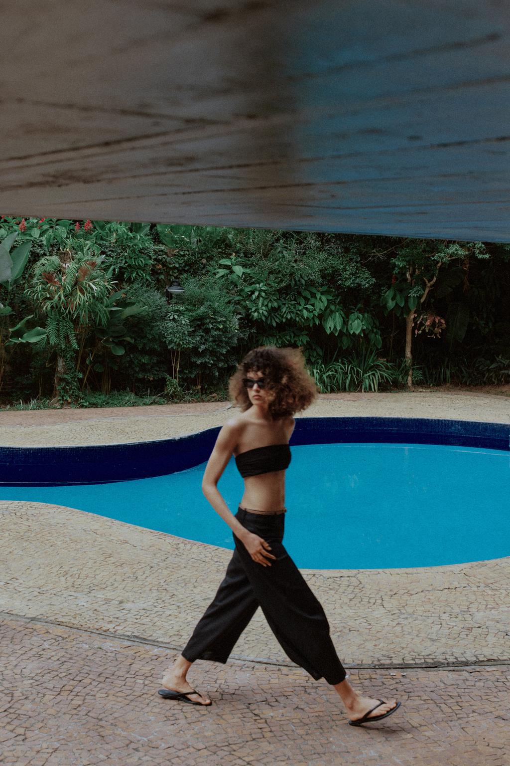 БРЮКИ-КЮЛОТЫ ИЗ СМЕСОВОГО ЛЬНА С ПЛЕТЕНЫМ ПОЯСОМ