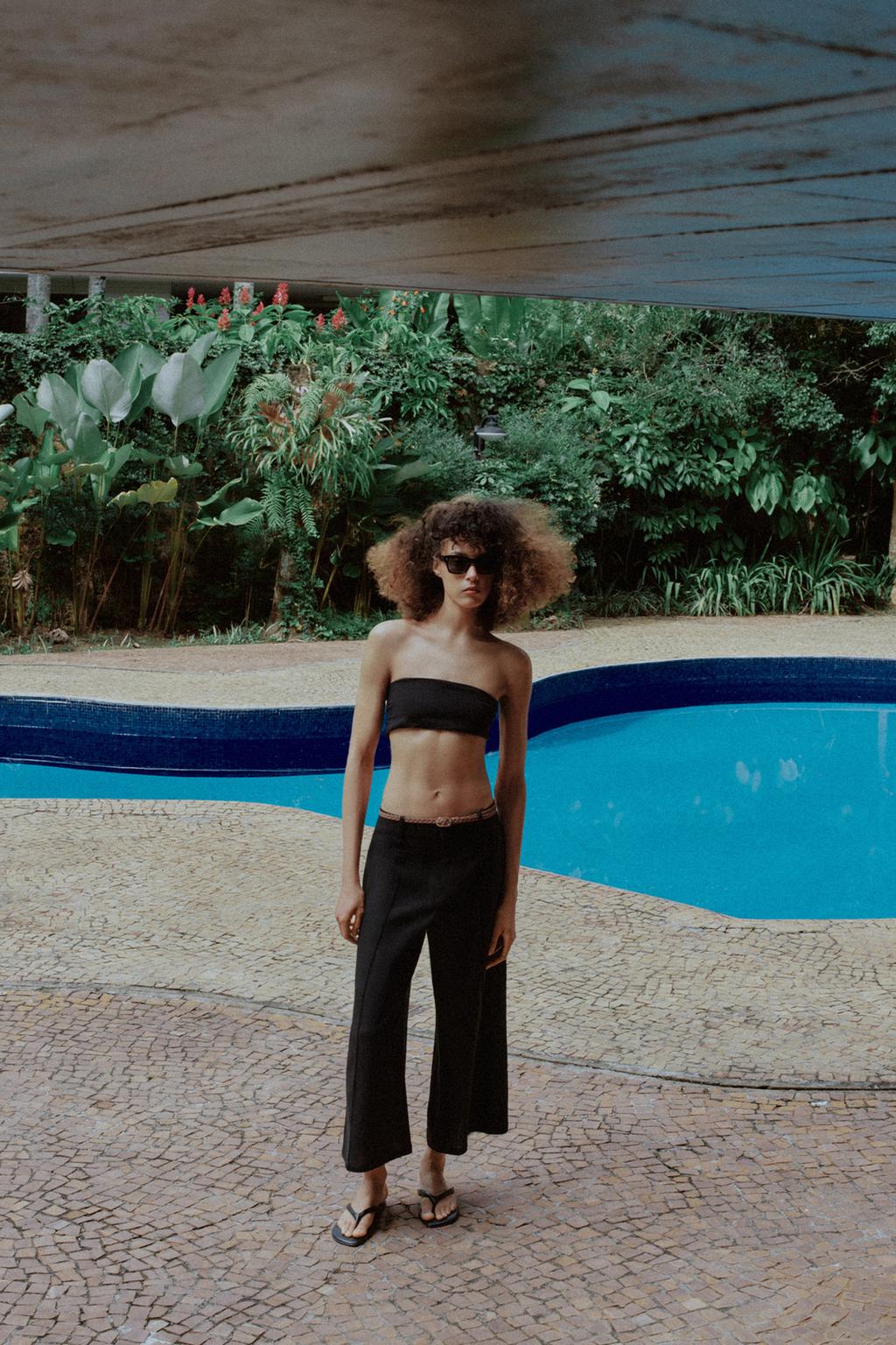 БРЮКИ-КЮЛОТЫ ИЗ СМЕСОВОГО ЛЬНА С ПЛЕТЕНЫМ ПОЯСОМ