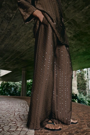 Брюки с пайетками свободного кроя- Заказать в России