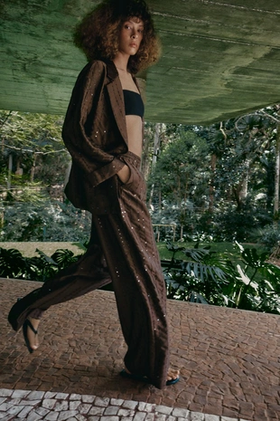 Брюки с пайетками свободного кроя- Заказать в России