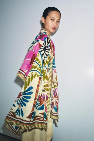 Шарф из 100% хлопка с тропическим принтом- Заказать в России