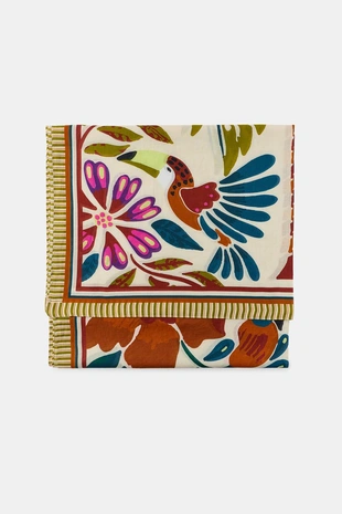 Шарф из 100% хлопка с тропическим принтом- Заказать в России