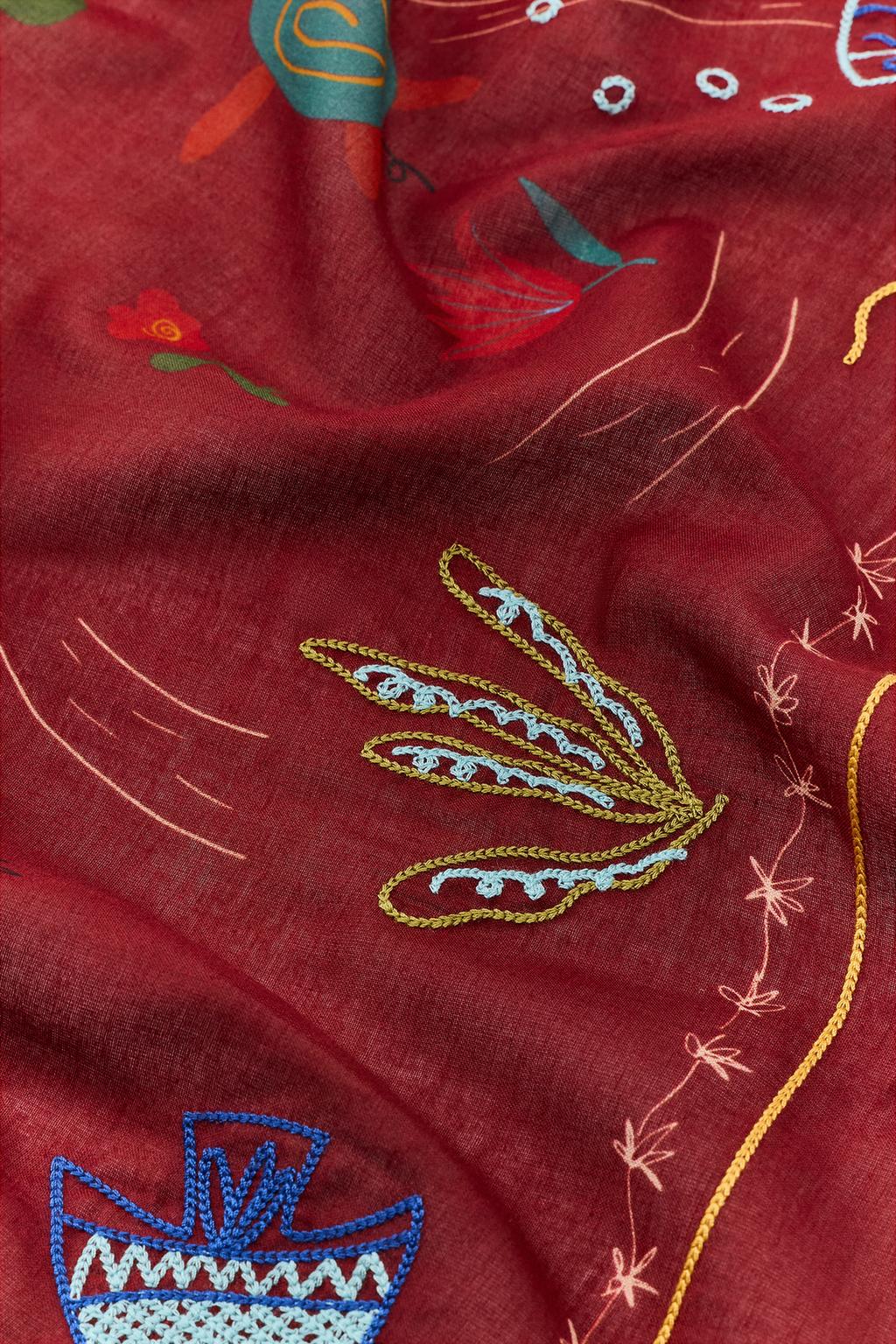 БАНДАНА С ВЫШИВКОЙ И ПРИНТОМ