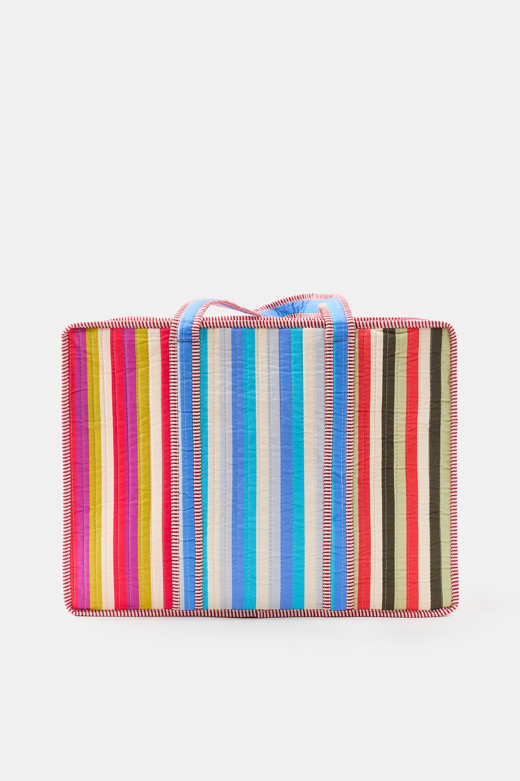 СТЕГАНАЯ СУМКА В ПОЛОСКУ С ЦВЕТАМИ