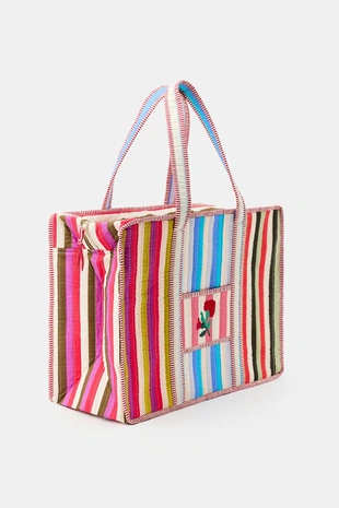 Стеганая сумка в полоску с цветами- Заказать в России