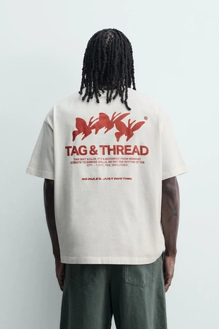 Футболка с контрастным принтом- Заказать в России