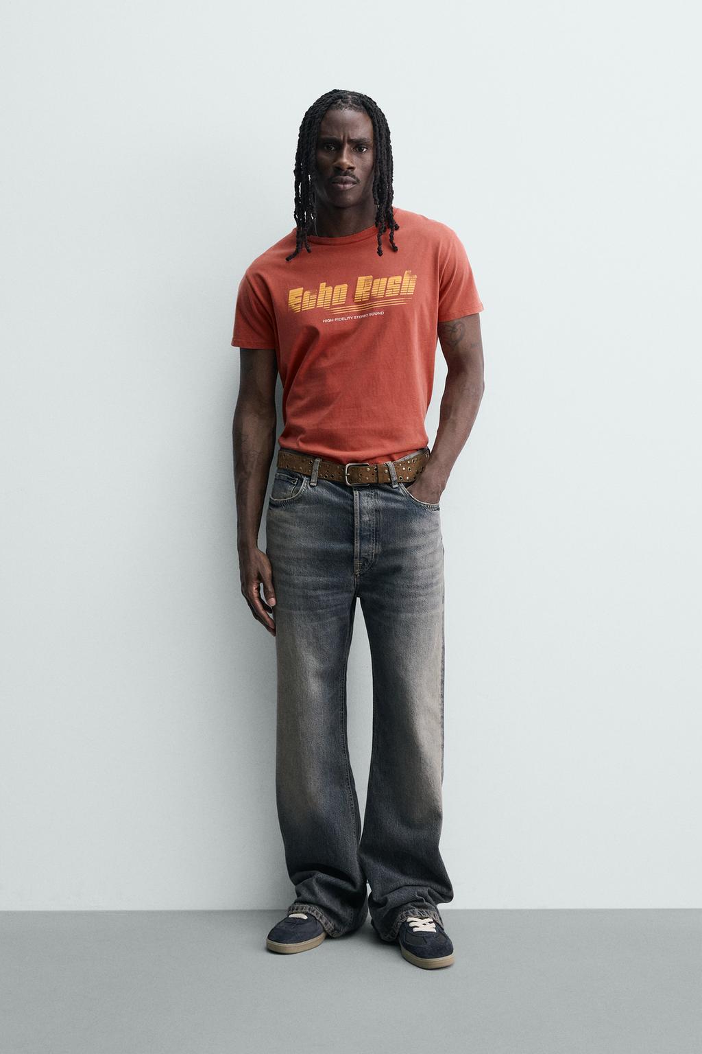 ФУТБОЛКА С НАДПИСЬЮ И ЭФФЕКТОМ ПОТЕРТОСТИ